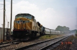 UP 3913 parked on a transflo siding near Arcade after a rainstorm